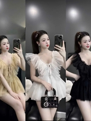 Áo kiểu nữ hotrend cổ chữ V bèo lưới bồng bềnh