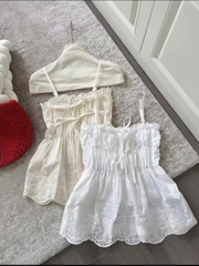 Áo nữ hotrend 2 dây babydoll nhún ngực chất vãi boi thiêu có chân ren