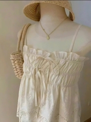 Áo nữ hotrend 2 dây babydoll nhún ngực chất vãi boi thiêu có chân ren