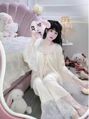 Set đồ ngủ ren nữ sexy hot trend kiểu dáng babydoll chất liệu satin mềm mại thiết kế tháng mát