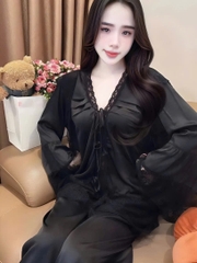 Set đồ ngủ ren nữ sexy hot trend kiểu dáng babydoll chất liệu satin mềm mại thiết kế tháng mát