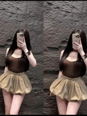 Sét đồ nữ hotrend áo thun ba lỗ quần short xếp li dáng bí