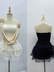 Sét Bộ Ren Nữ Hotrend Váy Tầng Áo Cổ Đổ Phối Satin Đính Hoa Hồng Chất Liệu Mềm Mại Sang Trọng Hoạ Tiết Bông Hoa Trên Ren