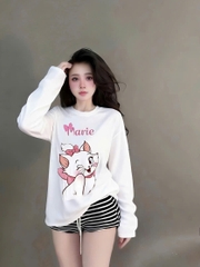 Sét đồ nữ áo thun cotton tay dài in hoạ tiết mix quần short sọc - Nữ