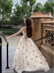 Đầm maxi đi biển thiết kế cổ yếm dài dáng xòe, đầm dạo phốt chất tơ hoa
