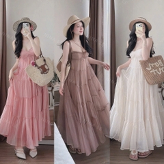 Đầm maxi đi biển, đi chơi thiết kế dáng xòe sang chảnh, tiểu thư