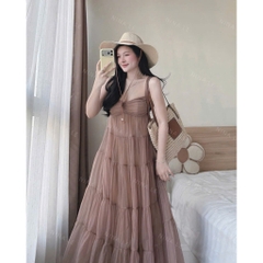Đầm maxi đi biển, đi chơi thiết kế dáng xòe sang chảnh, tiểu thư