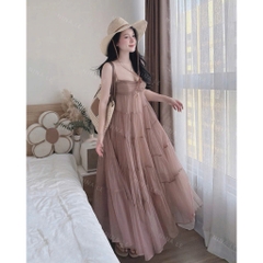 Đầm maxi đi biển, đi chơi thiết kế dáng xòe sang chảnh, tiểu thư