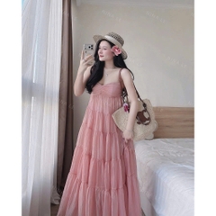 Đầm maxi đi biển, đi chơi thiết kế dáng xòe sang chảnh, tiểu thư