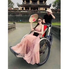 Đầm maxi đi biển, đi chơi thiết kế dáng xòe sang chảnh, tiểu thư