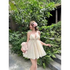 Set áo cúp ngực chấm bi nhẹ nhàng, nàng thơ đi chụp ảnh đi chơi đi biển