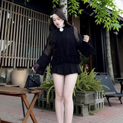 Áo Voan Chấm Bi Tay Bèo Form Rộng, Nàng Thơ Dịu Dàng, Mặc Mát Mùa Hè