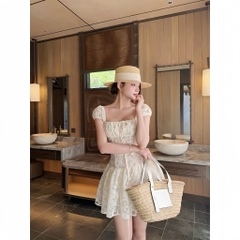 Váy babydoll tay bồng ren, váy nữ tiểu thư nhẹ nhàng phong cách Hàn Hum Fashion