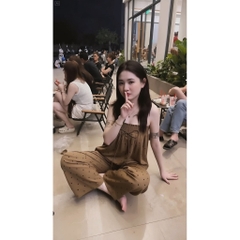 Set đồ bộ chấm bi dây mảnh, set bộ mặc nhà chấm bi quần suông ống rộng Hum Fashion