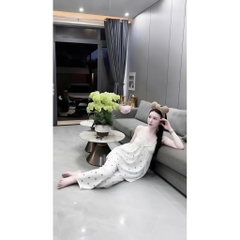 Set đồ bộ chấm bi dây mảnh, set bộ mặc nhà chấm bi quần suông ống rộng Hum Fashion