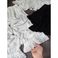 Set bộ đũi tơ phối ren tiểu thư, bộ quần dài áo cổ V bèo nhún cao cấp Hum Fashion