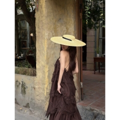 Váy maxi 2 dây nhiều tầng, đầm maxi đi biển dáng dài phối ren tiểu thư mùa hè Hum Fashion