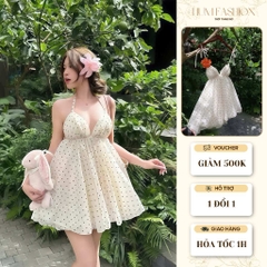 Set áo cúp ngực chấm bi nhẹ nhàng, nàng thơ đi chụp ảnh đi chơi đi biển