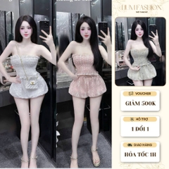Set váy bí quây ren hoa, set bộ áo quây váy bí bồng tiểu thư sang chảnh Hum Fashion