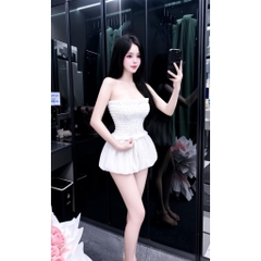 Set váy bí quây ren hoa, set bộ áo quây váy bí bồng tiểu thư sang chảnh Hum Fashion
