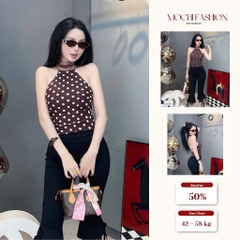 Áo cổ yếm chấm bi siêu tôn dáng, áo kiểu nữ phong cách hàn quốc sang chảnh
