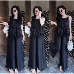 Set áo bèo tầng cổ phối đá sang chảnh, bộ nữ đi tiệc xinh xắn phong cách tiểu thư