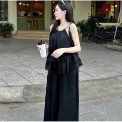 Set áo bèo tầng cổ phối đá sang chảnh, bộ nữ đi tiệc xinh xắn phong cách tiểu thư