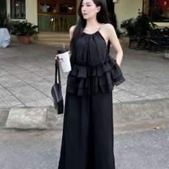 Set áo bèo tầng cổ phối đá sang chảnh, bộ nữ đi tiệc xinh xắn phong cách tiểu thư