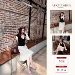 Set Áo Thun Nữ Mix Chân Váy Chấm Bi Xòe Lệch 2 Lớp, Set Đồ Đi Chơi Nữ Tôn Dáng Cực Xinh