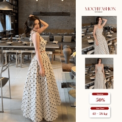 Váy 2 dây chấm bi nữ chất Linion cao cấp, đầm nữ đi biển đi chơi đi tiệc sang chảnh