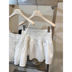 Set áo 2 dây kèm chân váy, set bộ áo hai dây nhún bèo kèm chân váy mùa hè đơn giản dễ phối Hum Fashion
