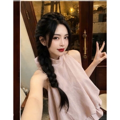 Set váy cổ yếm bèo tầng phối chân váy bí tiểu thư, váy đi chơi siêu xinh tôn dáng