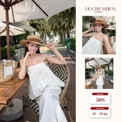 Set bộ nữ áo 2 dâi phối quần suông dài chất Linen cao cấp, bộ nữ mùa hè nàng thơ xinh xắn