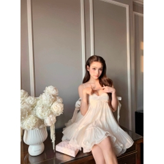 Váy babydoll 2 dây nơ ngực, đầm hai dây dáng babydoll hở lưng xòe bồng công chúa Hum Fashion
