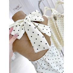 Set áo chéo cổ kèm quần dài, set áo chấm bi chéo cổ phối quần suông cạp cao Hum Fashion