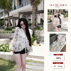 Áo babydoll hoạ tiết hoa bồng xoè tiểu thư, áo kiểu nữ sang chảnh xinh xắn
