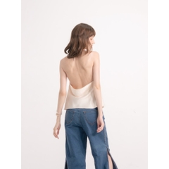 Áo lụa cổ yếm đính hoa hồng, áo yếm lụa cổ hoa HUM FASHION