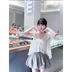Set áo ren kèm chân váy bí, set ren có lót kèm chân váy ngắn tiểu thư đi chơi HUM FASHION