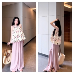 Set áo yếm kèm quần dáng dài tiểu thư sang chảnh siêu xinh đi chơi đi du lịch HUM FASHION