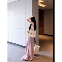 Set áo hoạ tiết hoa bèo phối quần sang chảnh, set bộ nữ tiểu thư xinh xắn