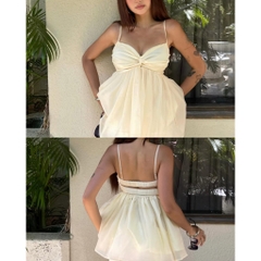 Áo 2 dây nữ xoắn ngực dáng xoè babydoll, áo kiểu hai dây  nhẹ phong cách đi biển Hum Fashion