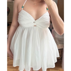 Áo 2 dây nữ xoắn ngực dáng xoè babydoll, áo kiểu hai dây  nhẹ phong cách đi biển Hum Fashion