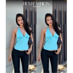 Áo yếm lụa hở lưng cột cổ kèm dây choàng, áo 2 dây lụa cổ yếm ôm body sexy sang chảnh Hum Fashion