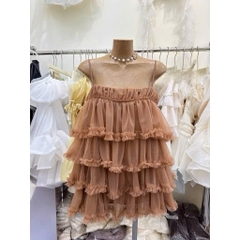 Váy 2 dây tầng bèo tiểu thư, đầm babydoll 2 dây xếp tầng bồng bềnh Hum Fashion