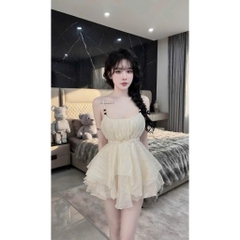 Set 2 dây xoè tầng tơ đũi tiểu thư, set áo hai dây babydoll nhún ngực xoè bồng bềnh Hum Fashion