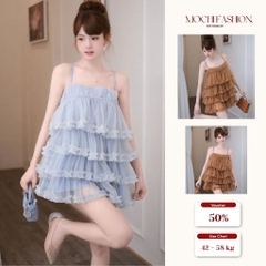 Đầm kiểu nữ 2 dây dáng ngắn, đầm nữ tầng bồng bềnh mặc đi biển đi chơi xinh xắn