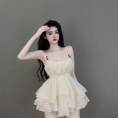 Váy 2 dây nữ dáng bồng xoè, Váy kiểu nữ bo eo tôn dáng tiểu thư xinh xắn