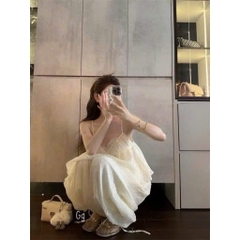 Set bộ nữ áo 2 dây bồng bềnh phối quần ống thụng cá tính, bộ nữ tiểu thư xinh xắn đi chơi
