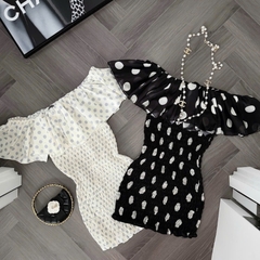 Đầm voan tơ trễ vai bèo nhún bo chun ôm body Hum Fashion