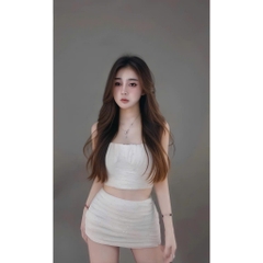Sét đồ nữ hotrend áo 2S lưới đính đá chân váy nhún ôm body cá tính quyến rủ thời trang mới mẻ và nổi bật
